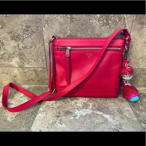 Fossil Leather Crossbody Bag - Red